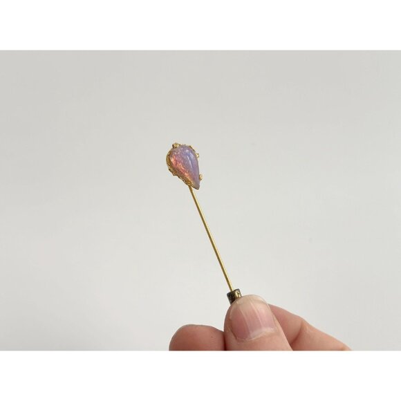Faux Opal & Resin Gold Toned Classic Vintage Stick Pin | Hat Pin | Lapel Pin - Picture 2 of 10